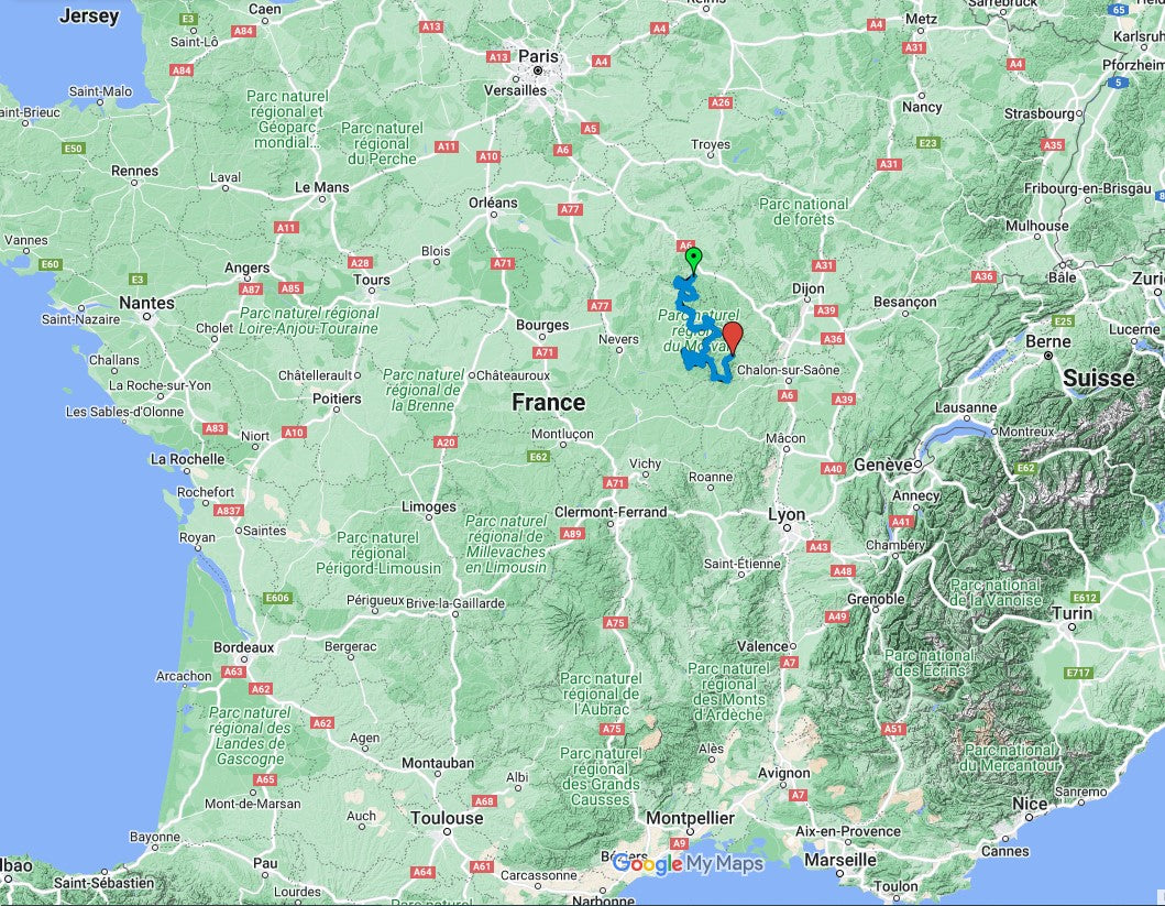 Visuel général du roadbook "Le Morvan monts et Lacs" 
Départ : Avallon
Arrivée : Autun